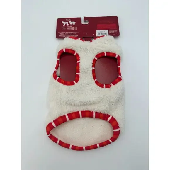 Faux Shearling Zipper with Trim Fleece Dog Vest Wondershop Cream Size Small NEW - Picture 5 of 9